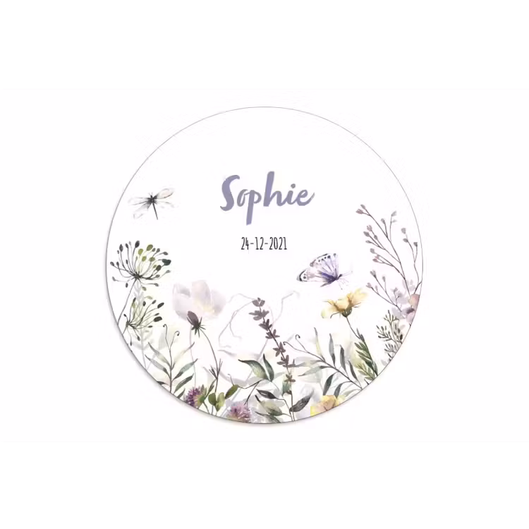 Geboortecirkel bloemen wit paars — 1