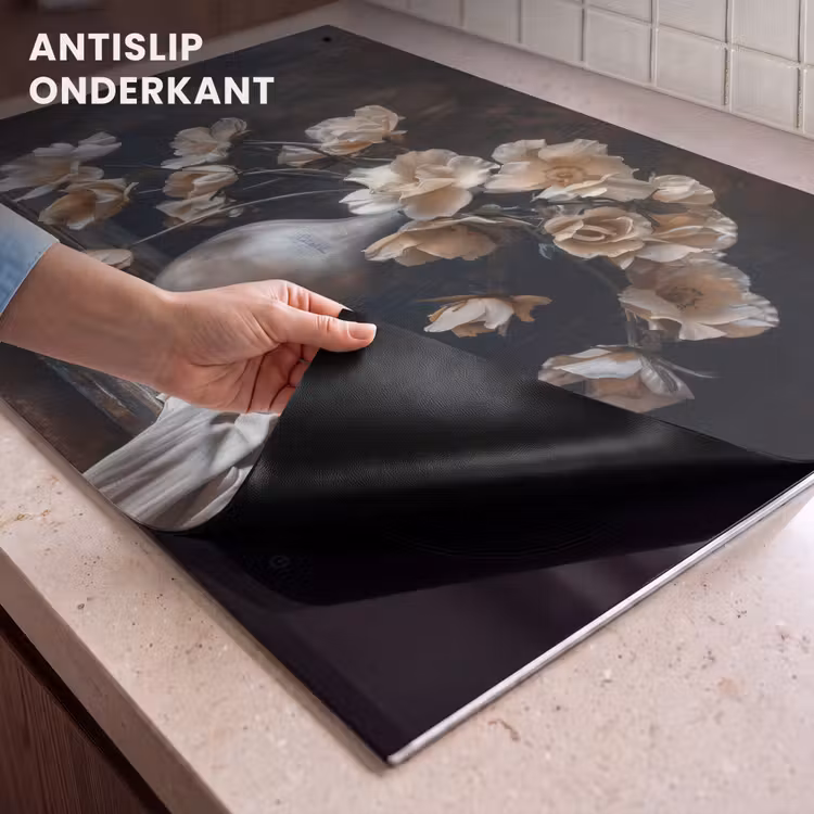 Inductie beschermer en spatscherm (2in1) - Bloemen - Vaas - Kunst - Stilleven — 4