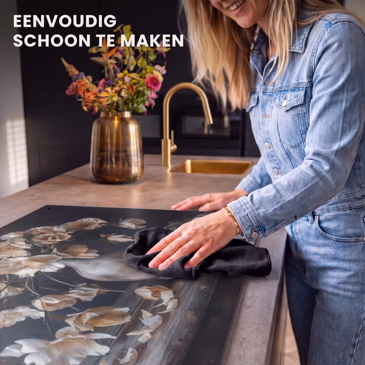 Inductie beschermer en spatscherm (2in1) - Bloemen - Vaas - Kunst - Stilleven — 5