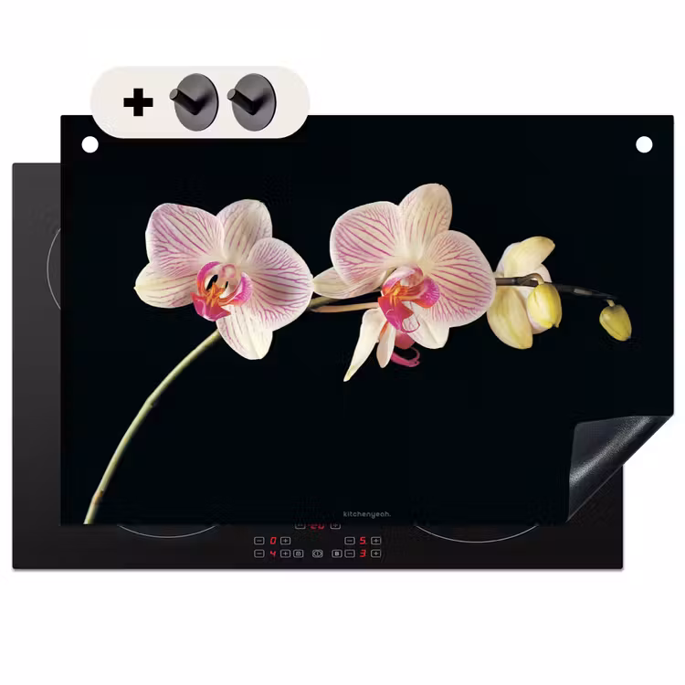 Inductie beschermer en spatscherm (2in1) - Orchidee - Roze - Bloemen — 1