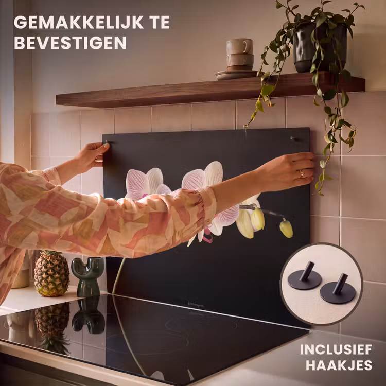 Inductie beschermer en spatscherm (2in1) - Orchidee - Roze - Bloemen — 7
