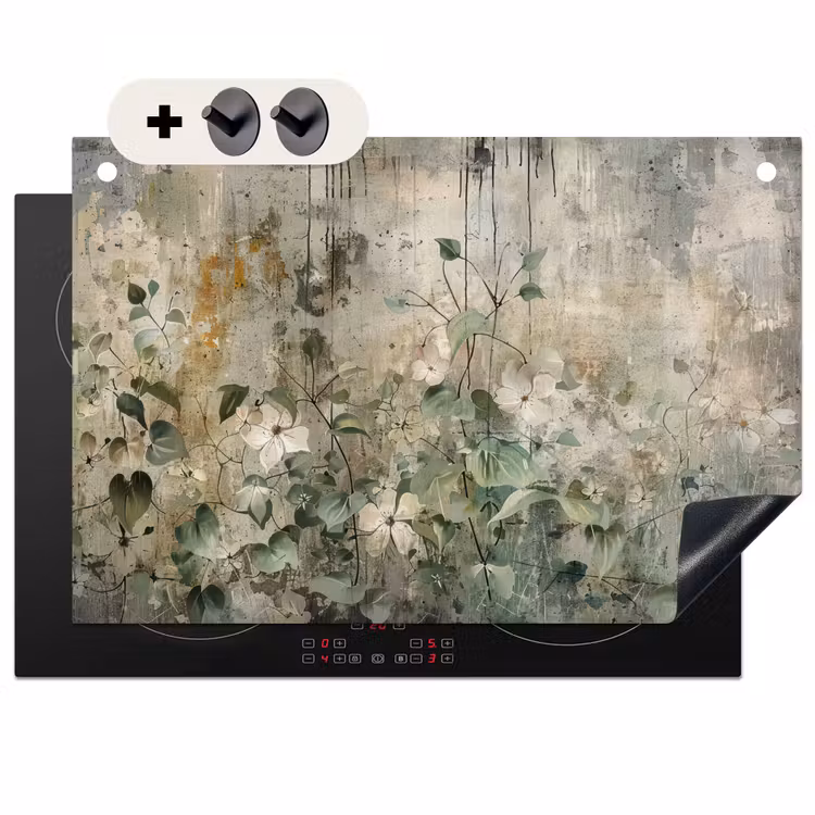 Inductie beschermer en spatscherm (2in1) - Bloemen - Bladeren - Abstract - Modern — 1