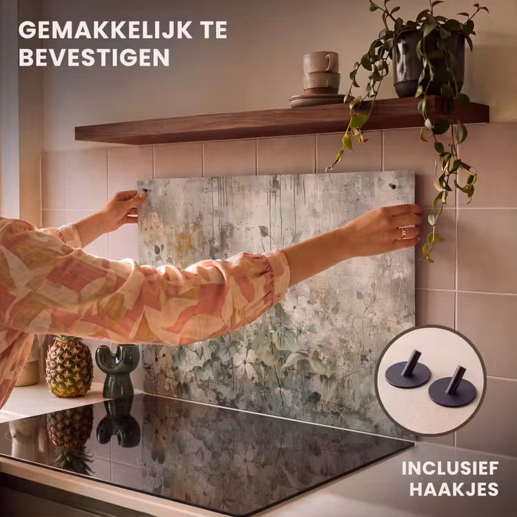 Inductie beschermer en spatscherm (2in1) - Bloemen - Bladeren - Abstract - Modern — 7