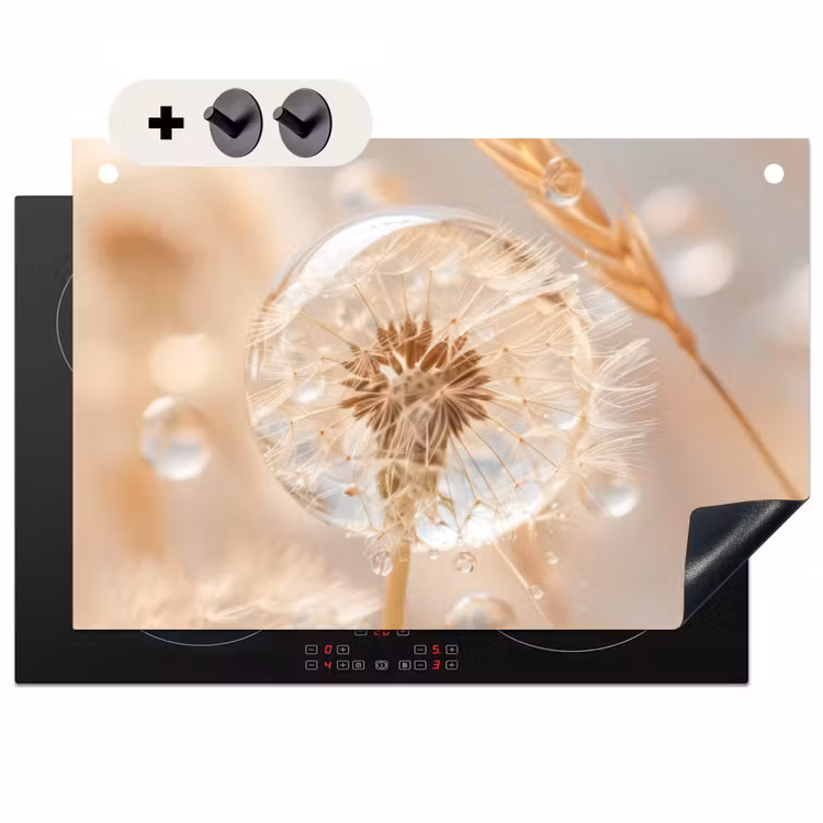 Inductie beschermer en spatscherm (2in1) - Paardenbloem - Water - Natuur - Stilleven - Modern — 1