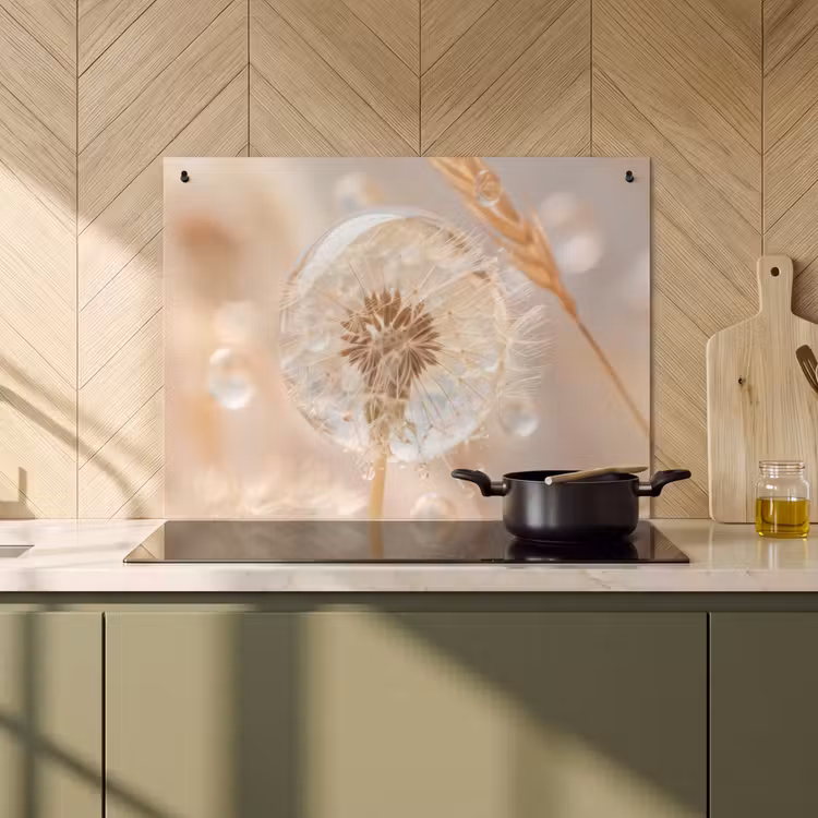 Inductie beschermer en spatscherm (2in1) - Paardenbloem - Water - Natuur - Stilleven - Modern — 2