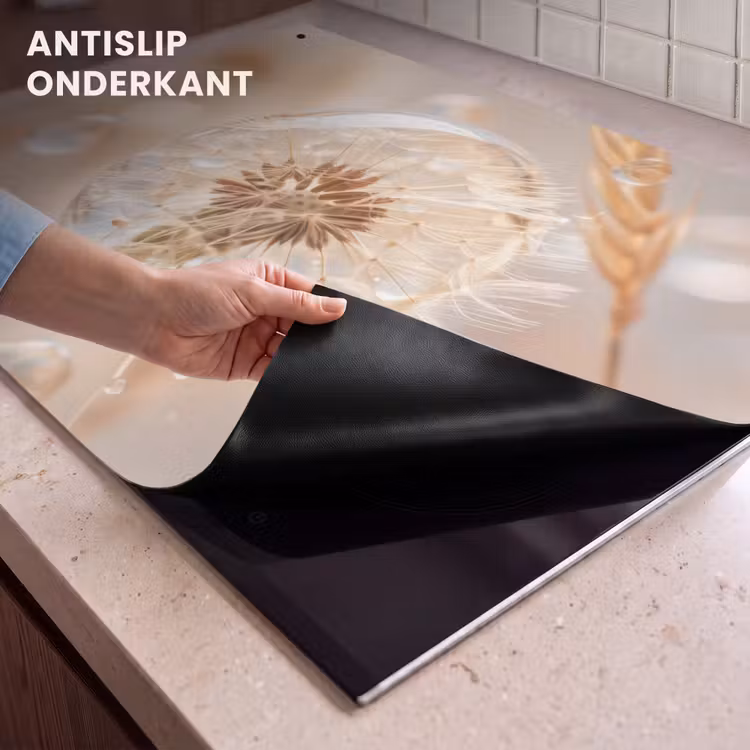 Inductie beschermer en spatscherm (2in1) - Paardenbloem - Water - Natuur - Stilleven - Modern — 4