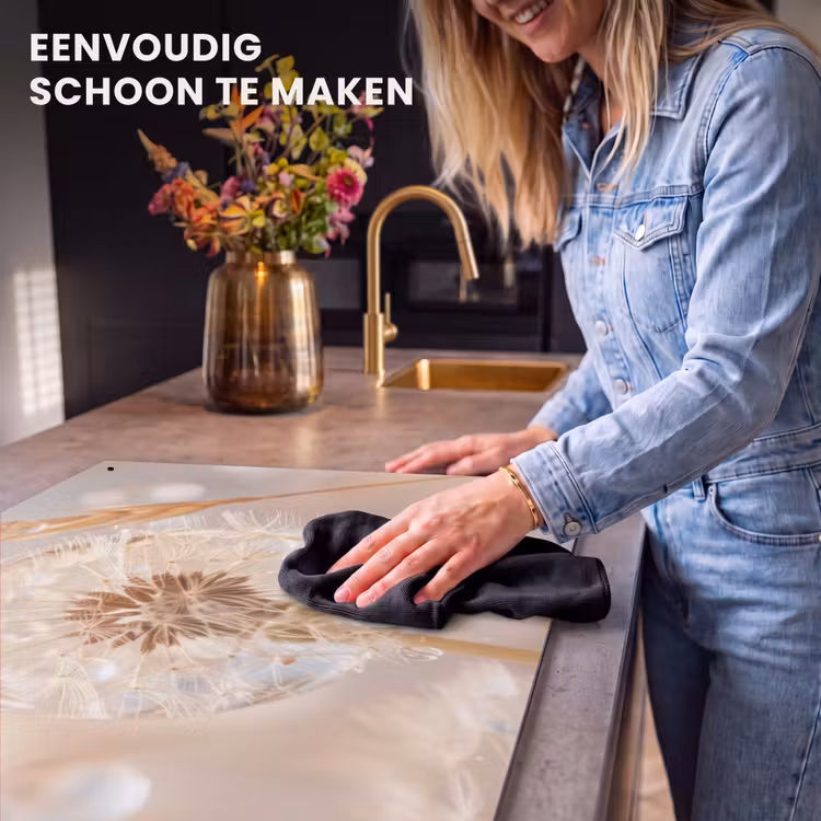 Inductie beschermer en spatscherm (2in1) - Paardenbloem - Water - Natuur - Stilleven - Modern — 5