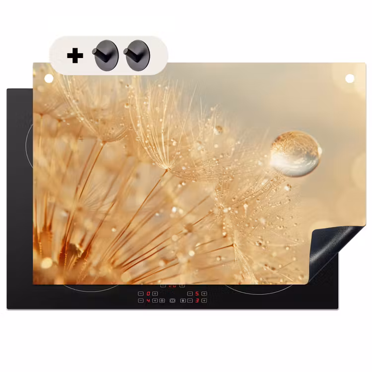Inductie beschermer en spatscherm (2in1) - Paardenbloem - Water - Natuur - Planten - Modern — 1