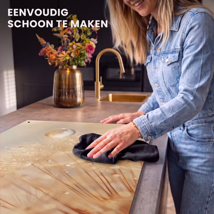 Inductie beschermer en spatscherm (2in1) - Paardenbloem - Water - Natuur - Planten - Modern — 5
