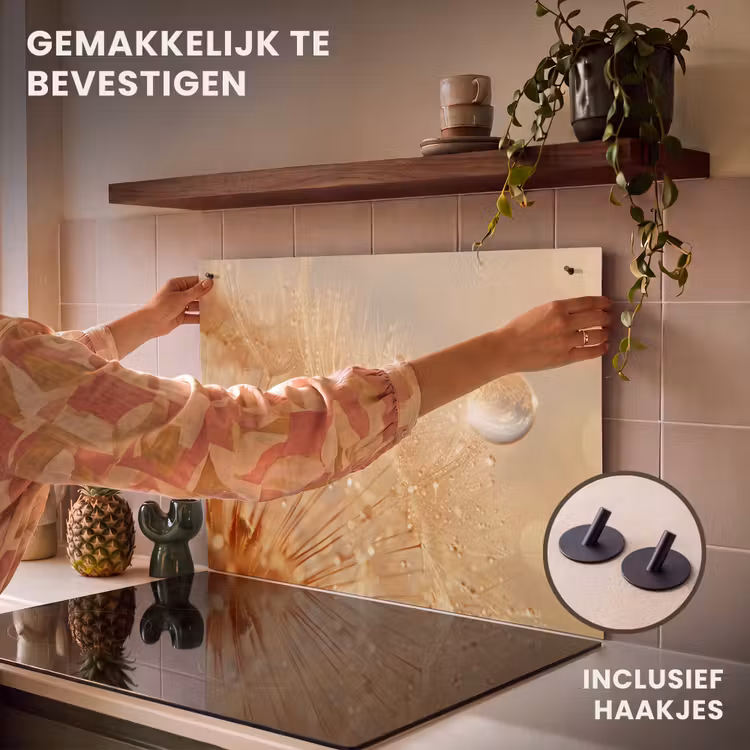 Inductie beschermer en spatscherm (2in1) - Paardenbloem - Water - Natuur - Planten - Modern — 7