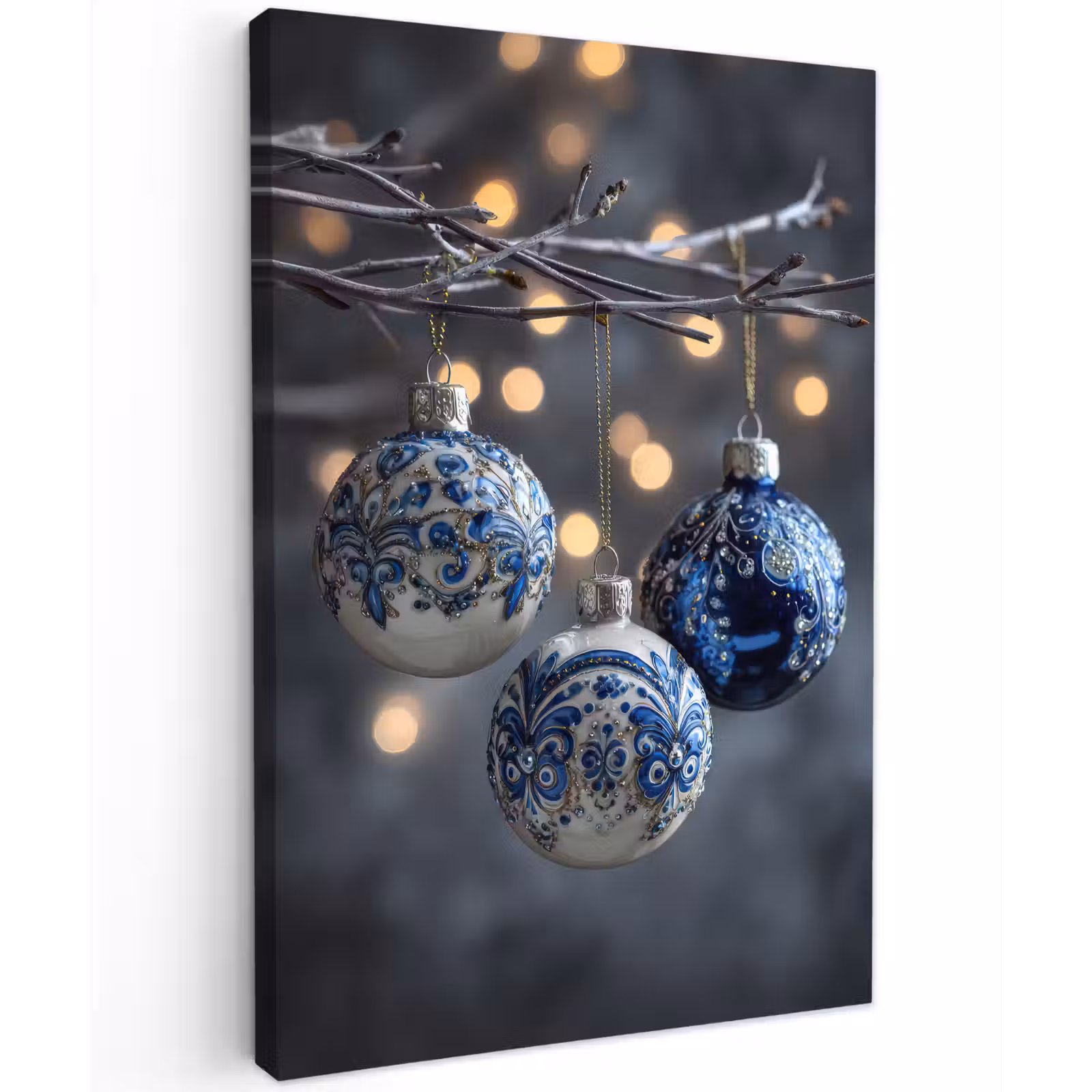 Buiten canvas - Kerstbal - Versierd - Blauw — 1
