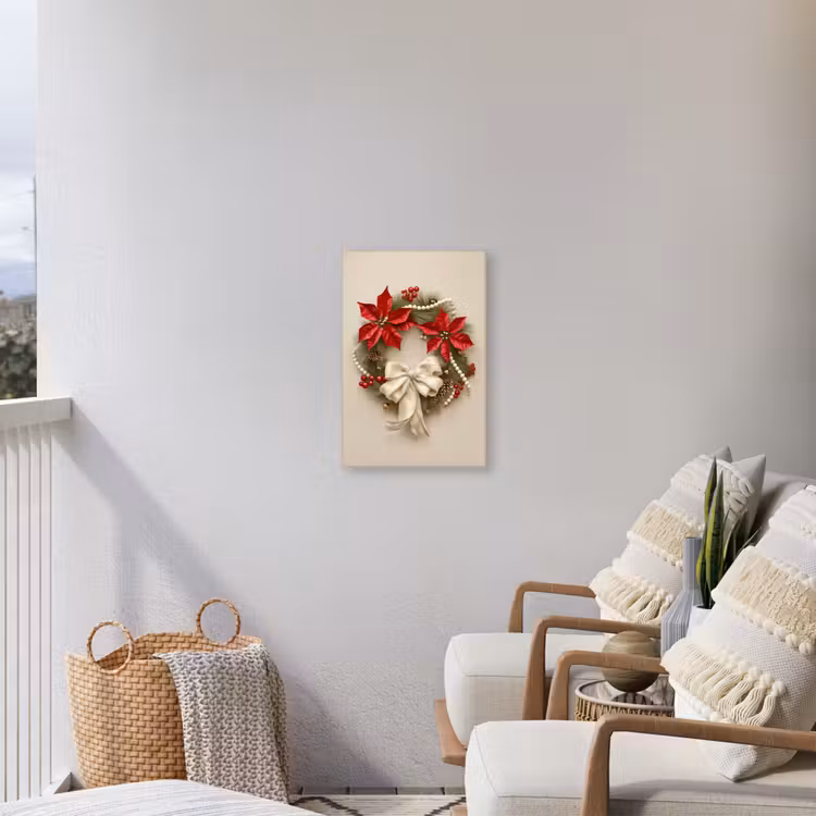 Buiten canvas - Deurkrans - Strik - Kerst - Rood - Groen — 4