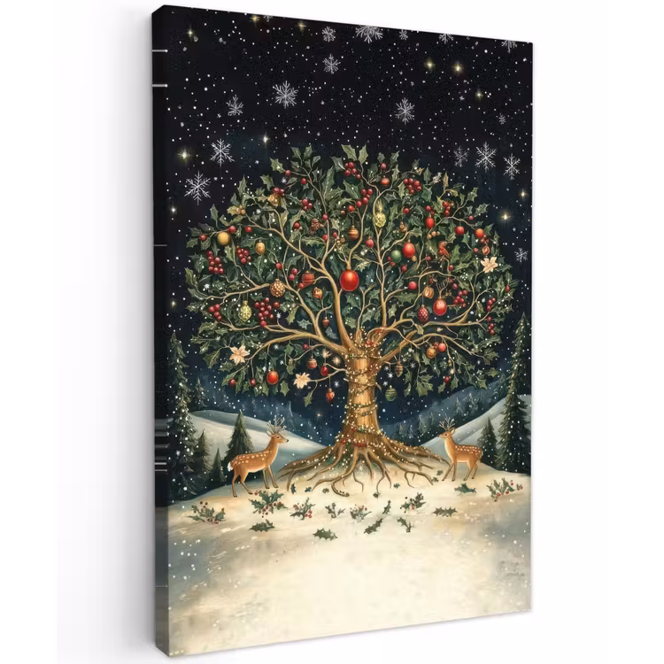Buiten canvas - Feestboom - Winterhemel - Kleurrijk — 1