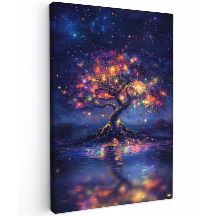 Buiten canvas - Kosmisch - lichtboom - Kerst - Kleurrijk — 1