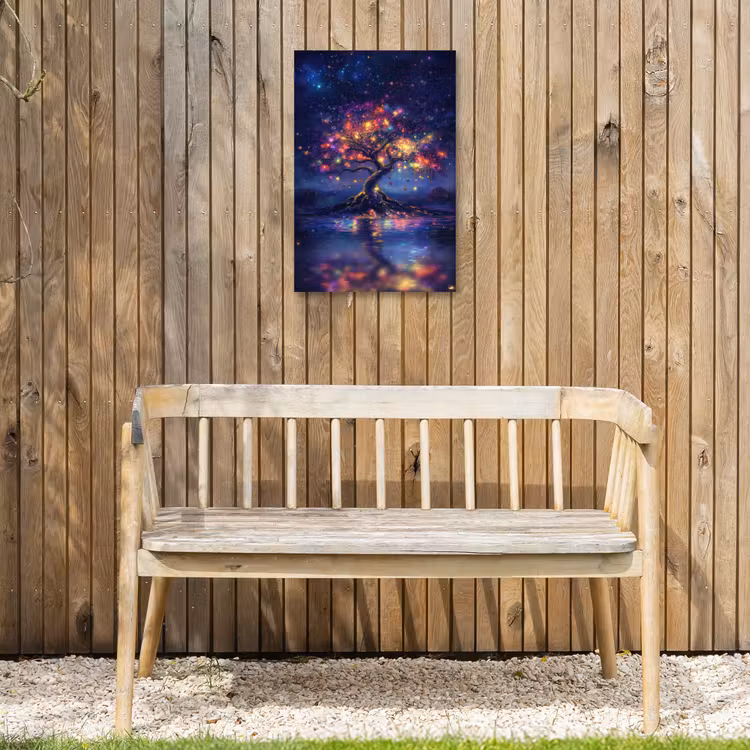 Buiten canvas - Kosmisch - lichtboom - Kerst - Kleurrijk — 3