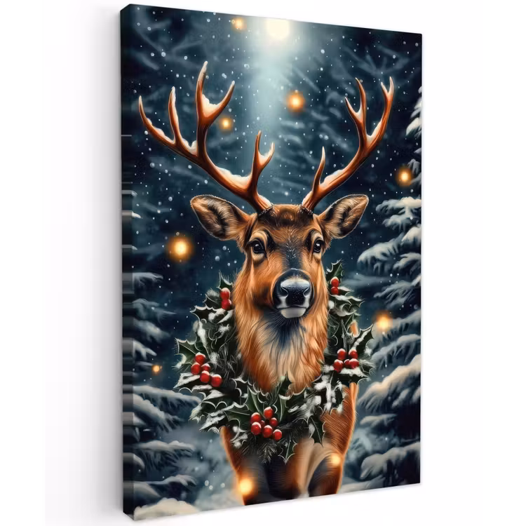 Buiten canvas - Kerst - Magie - Bos - Kleurrijk — 1