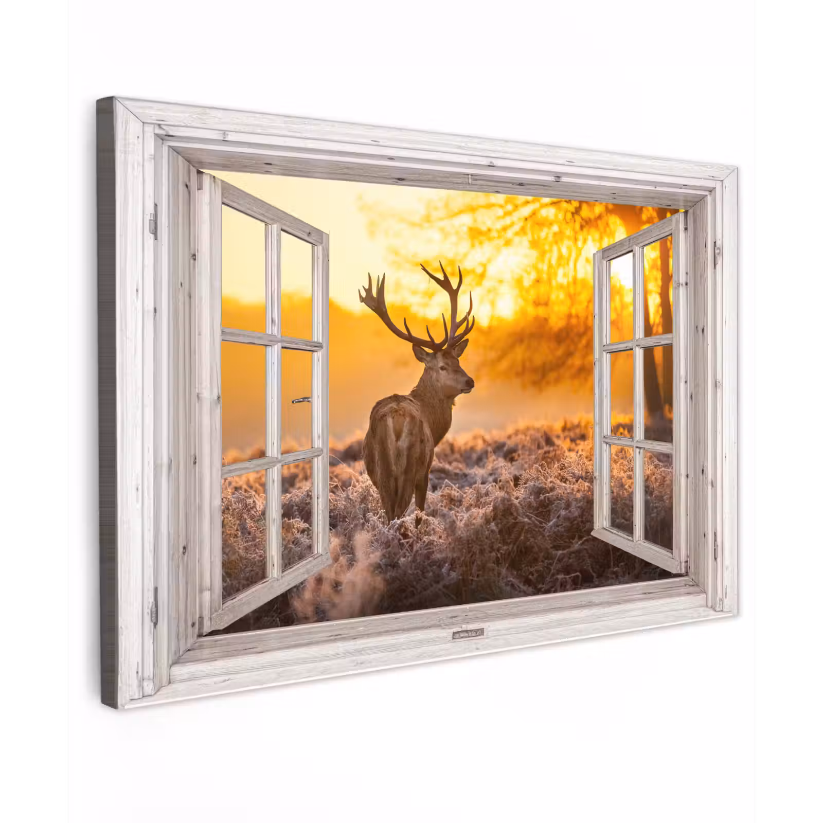 Buiten canvas - Hert - Herfst - Dieren - Natuur - Bos - Doorkijk — 1