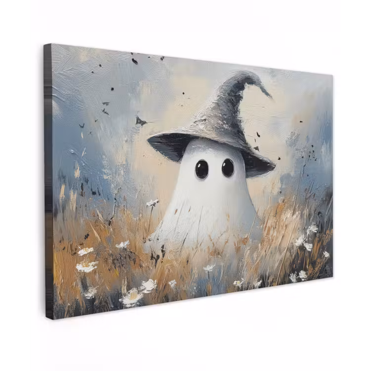 Buiten canvas - Halloween - Spook - Heksenhoed - Abstract - Grijs — 1