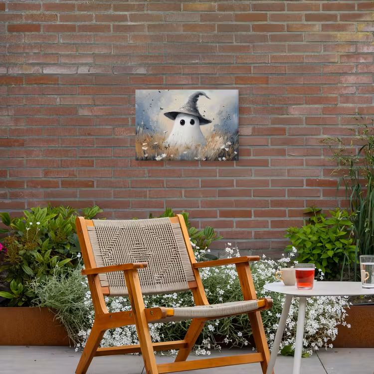 Buiten canvas - Halloween - Spook - Heksenhoed - Abstract - Grijs — 2