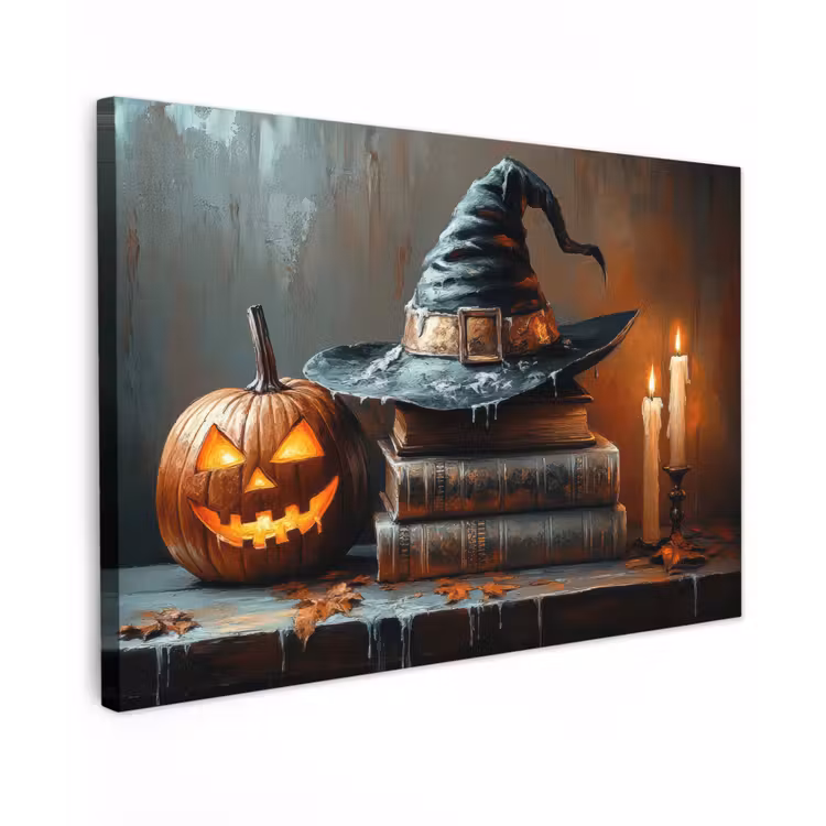 Buiten canvas - Halloween - Stilleven - Heksenhoed - Pompoen - Heks — 1