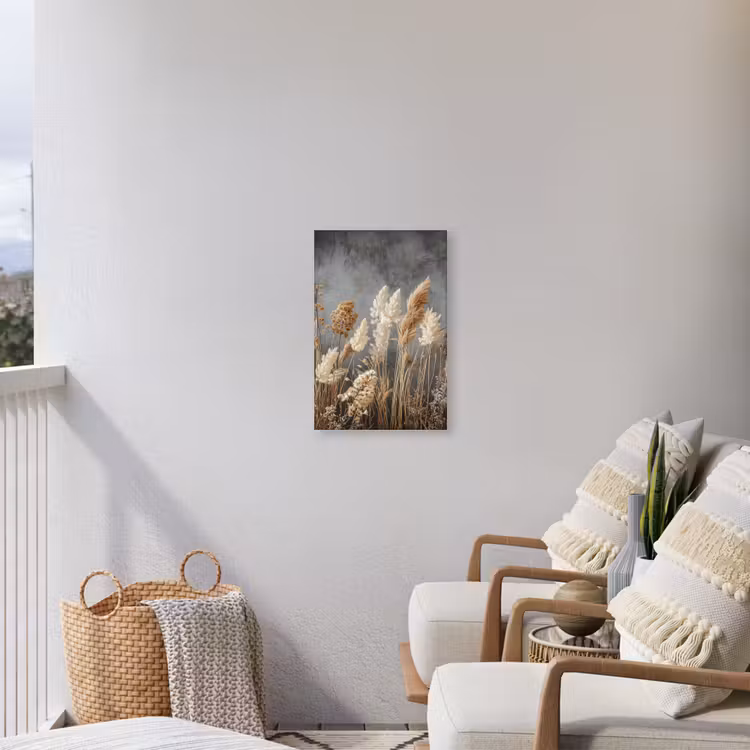 Buiten canvas - Gedroogde Veldbloemen - Grijs - Beton — 4