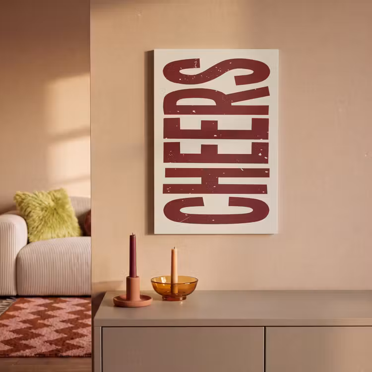 Canvas schilderij - Red - Cheers - Decoratie - Beige — 2