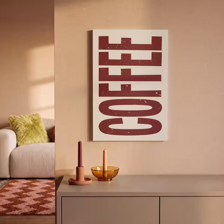 Canvas schilderij - Koffie -Japandi - Rood - Vintage — 2