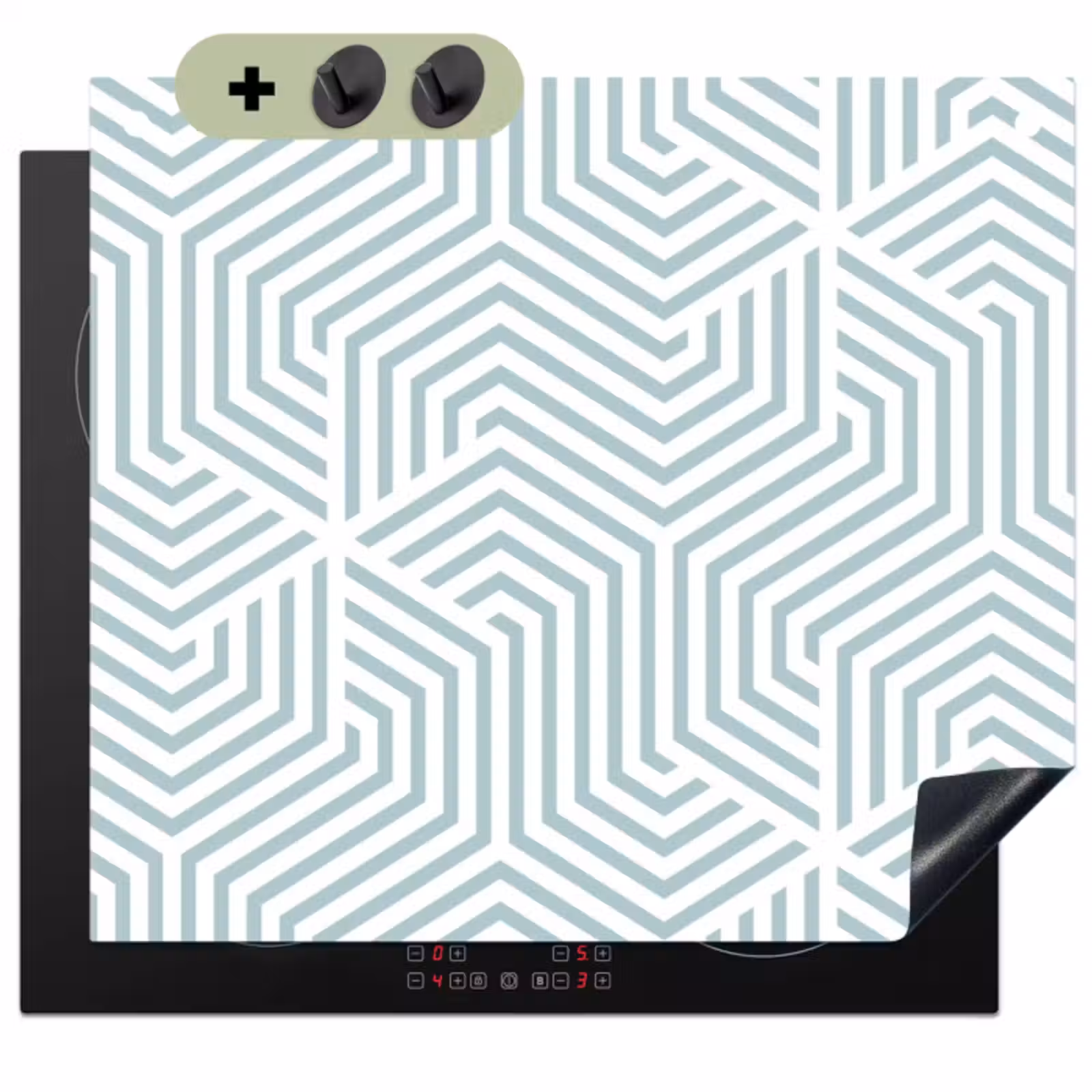 Inductie beschermer en spatscherm (2in1) - IJzige Zigzag — 1