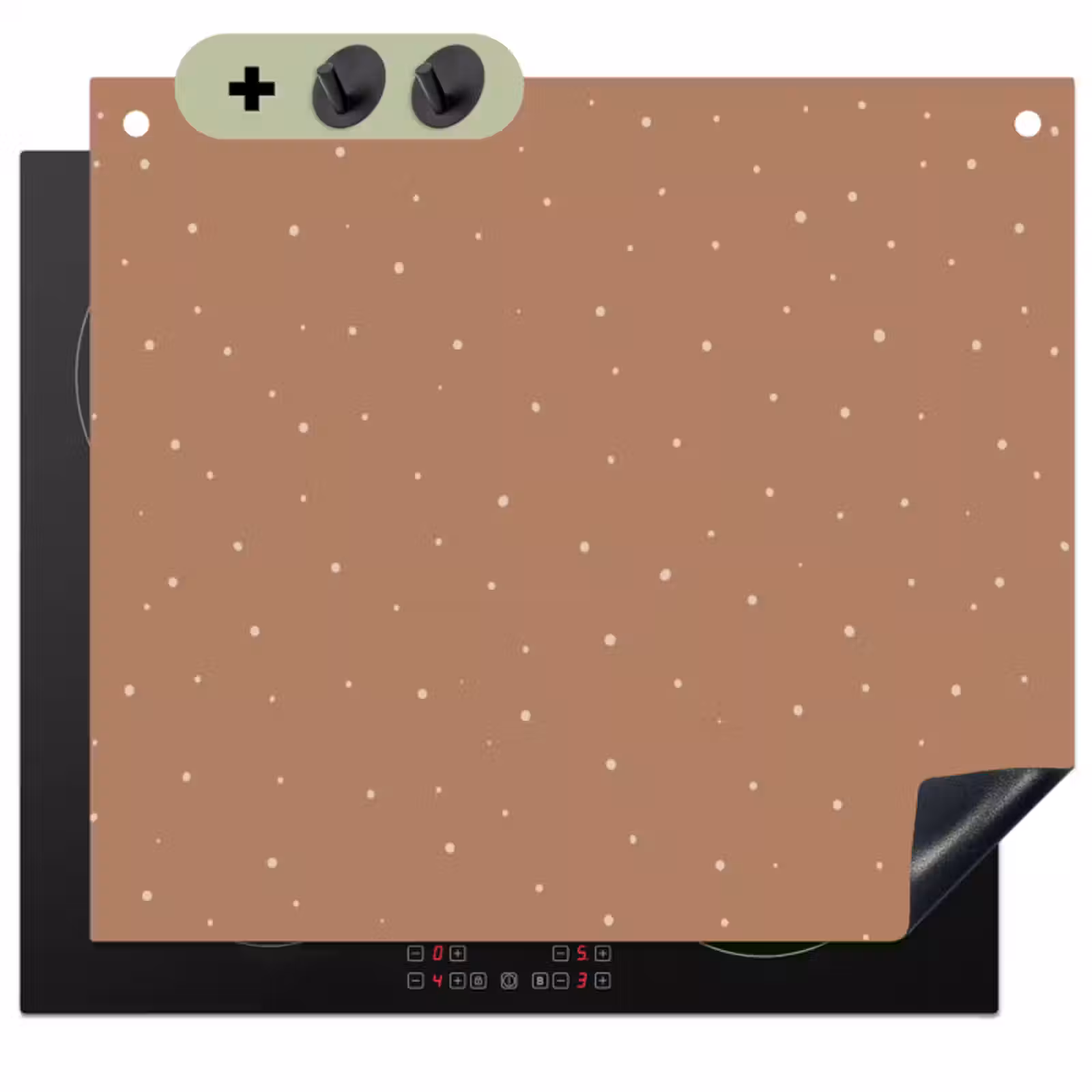 Inductie beschermer en spatscherm (2in1) - Sterrenstof op Terracotta — 1