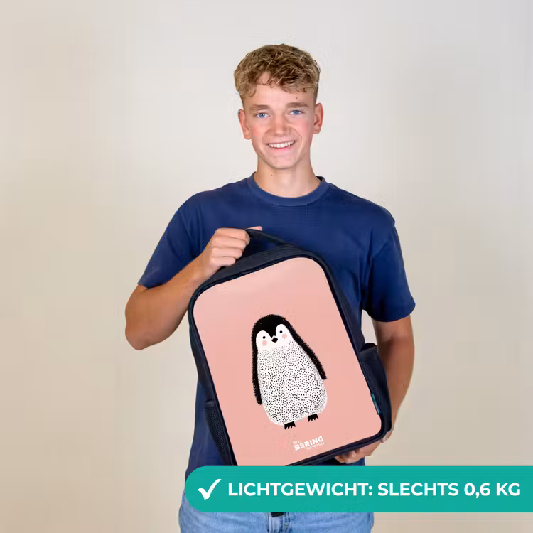 Kinder rugzak - Pinguïn - Stippen - Roze - Minimalistisch — 2