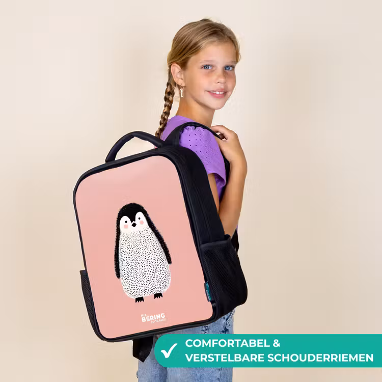 Kinder rugzak - Pinguïn - Stippen - Roze - Minimalistisch — 3