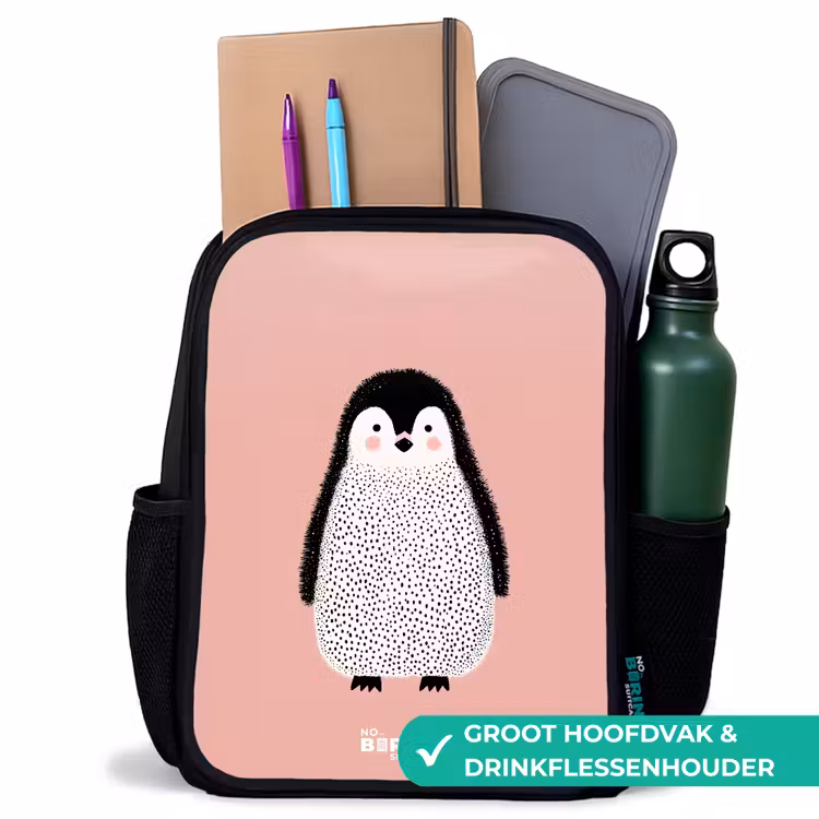 Kinder rugzak - Pinguïn - Stippen - Roze - Minimalistisch — 4
