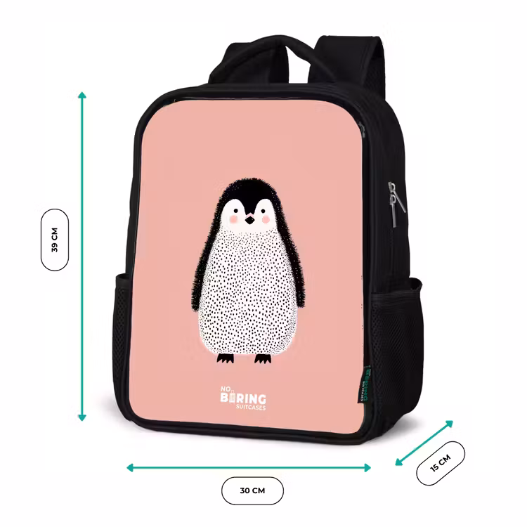 Kinder rugzak - Pinguïn - Stippen - Roze - Minimalistisch — 5