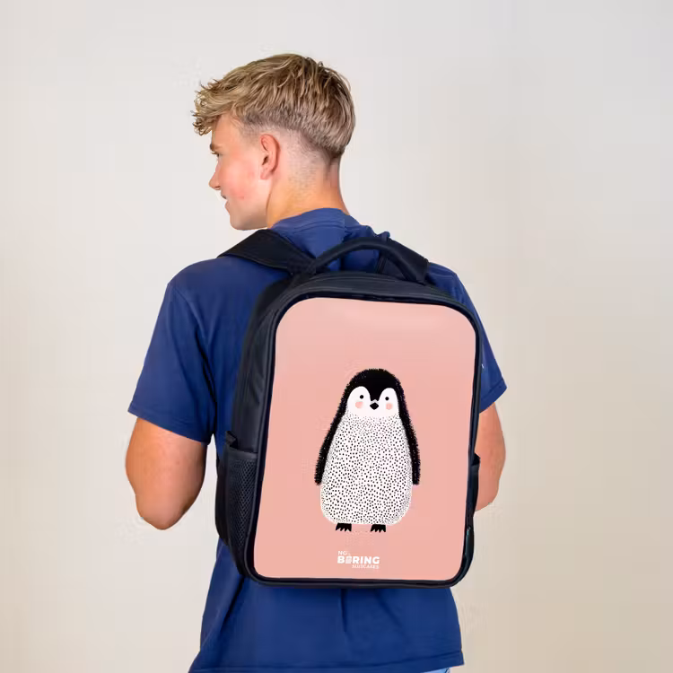 Kinder rugzak - Pinguïn - Stippen - Roze - Minimalistisch — 6