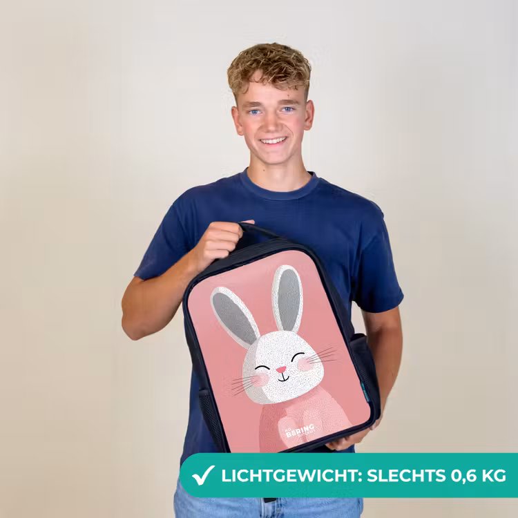 Kinder rugzak - Roze - Konijn - Glimlach - Illustratie — 2
