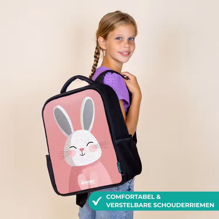 Kinder rugzak - Roze - Konijn - Glimlach - Illustratie — 3