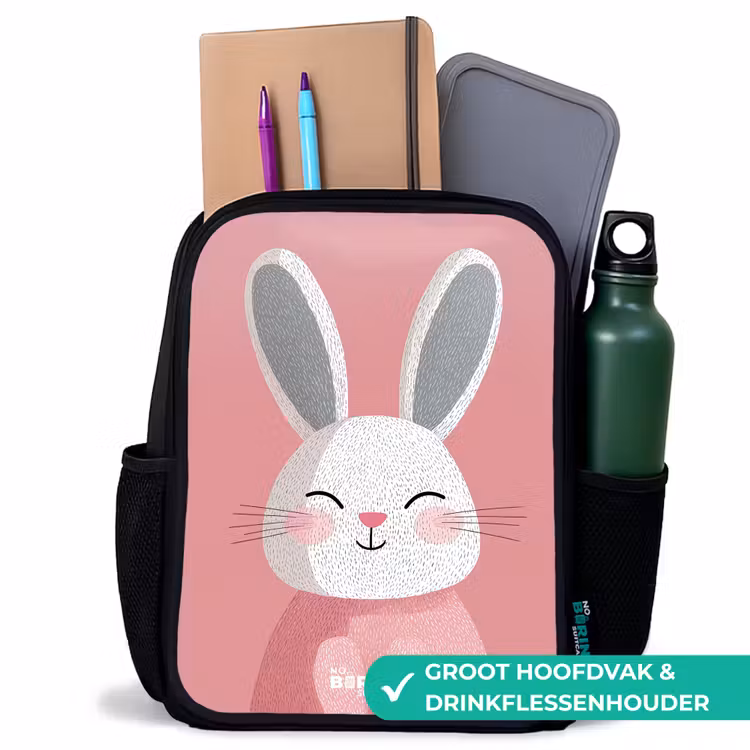 Kinder rugzak - Roze - Konijn - Glimlach - Illustratie — 4
