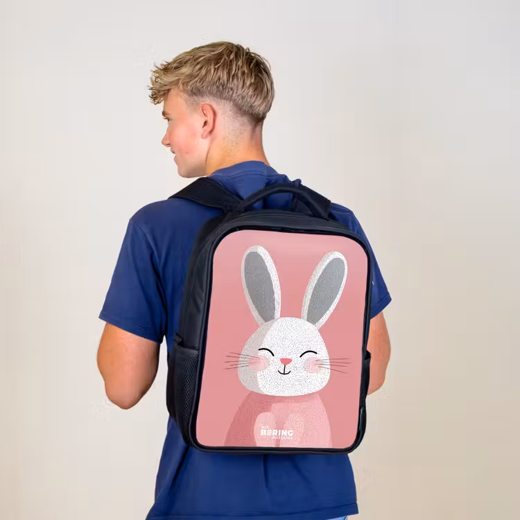 Kinder rugzak - Roze - Konijn - Glimlach - Illustratie — 6