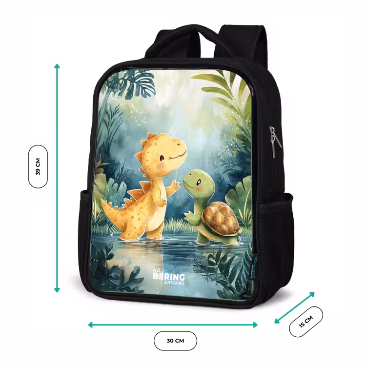 Kinderrugzak zwart met naam - Dino - Schildpad - Jungle — 5