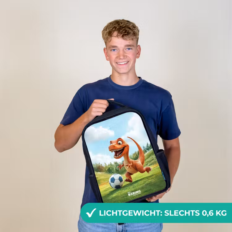 Kinderrugzak zwart met naam - Voetbal - Dino - Sport — 2