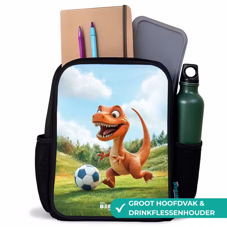 Kinderrugzak zwart met naam - Voetbal - Dino - Sport — 4