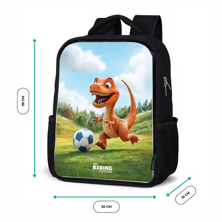 Kinderrugzak zwart met naam - Voetbal - Dino - Sport — 5