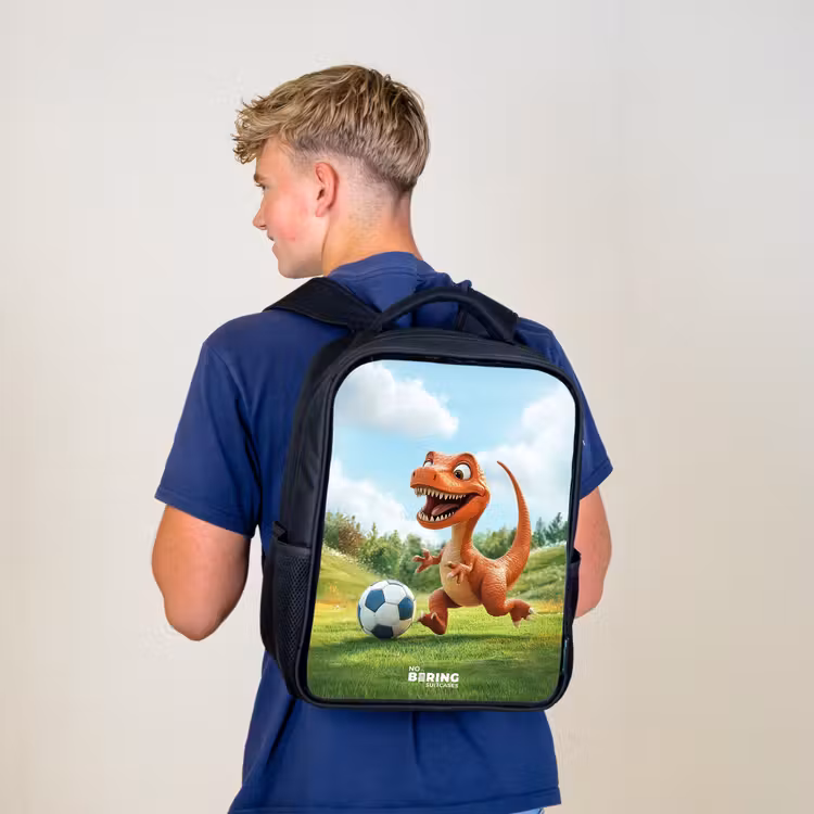 Kinderrugzak zwart met naam - Voetbal - Dino - Sport — 6