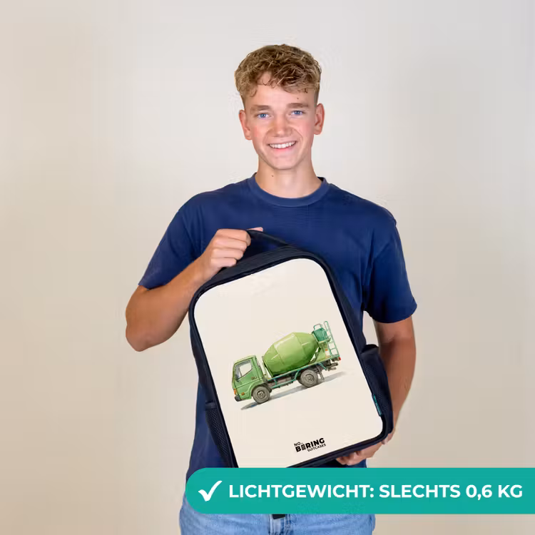 Kinder rugzak - Betonmixer - Getekend - Groen — 2