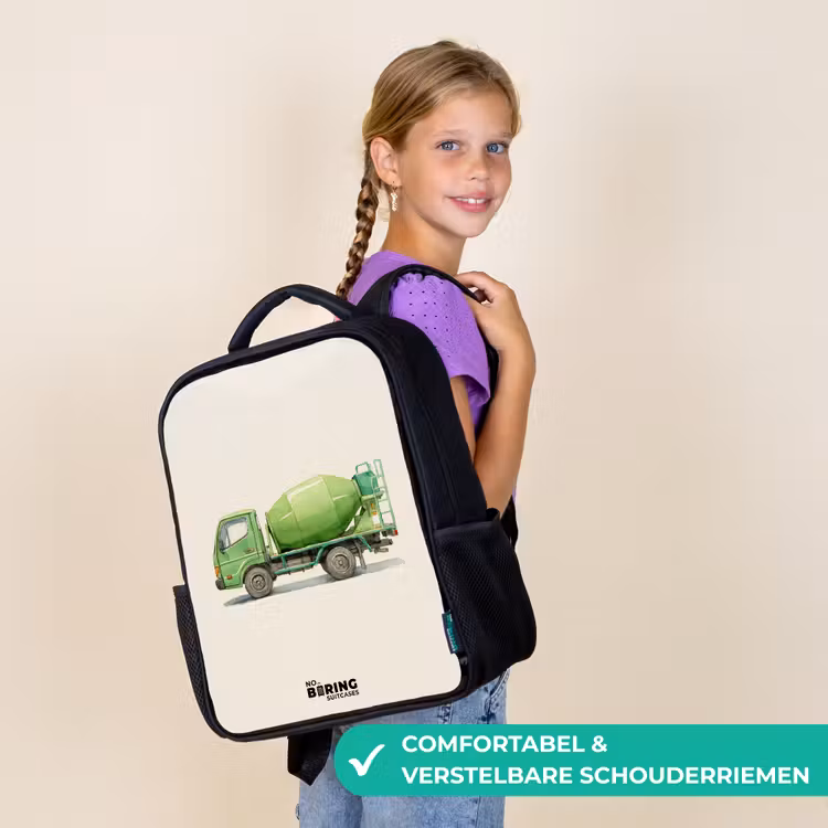 Kinder rugzak - Betonmixer - Getekend - Groen — 3