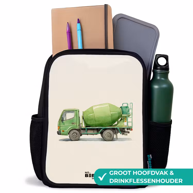 Kinder rugzak - Betonmixer - Getekend - Groen — 4