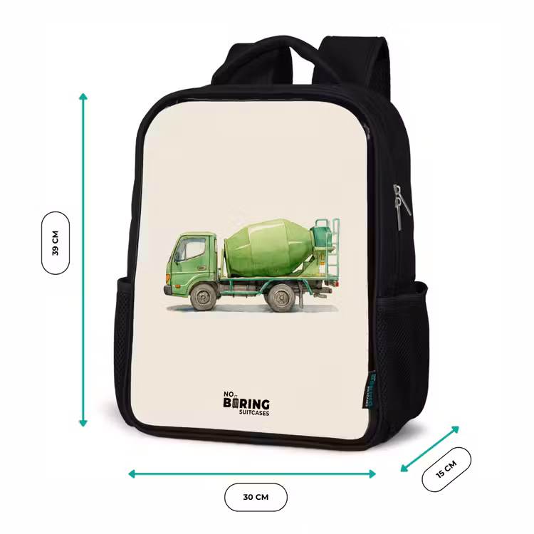 Kinder rugzak - Betonmixer - Getekend - Groen — 5