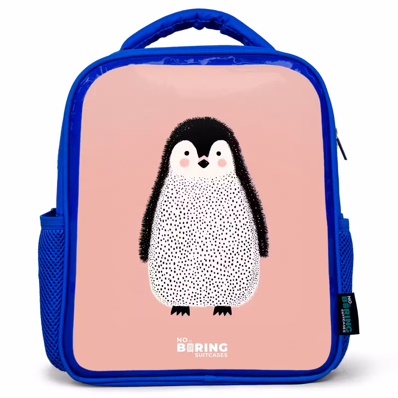 Rugzak kind - blauw - Pinguïn - Stippen - Roze - Minimalistisch — 1