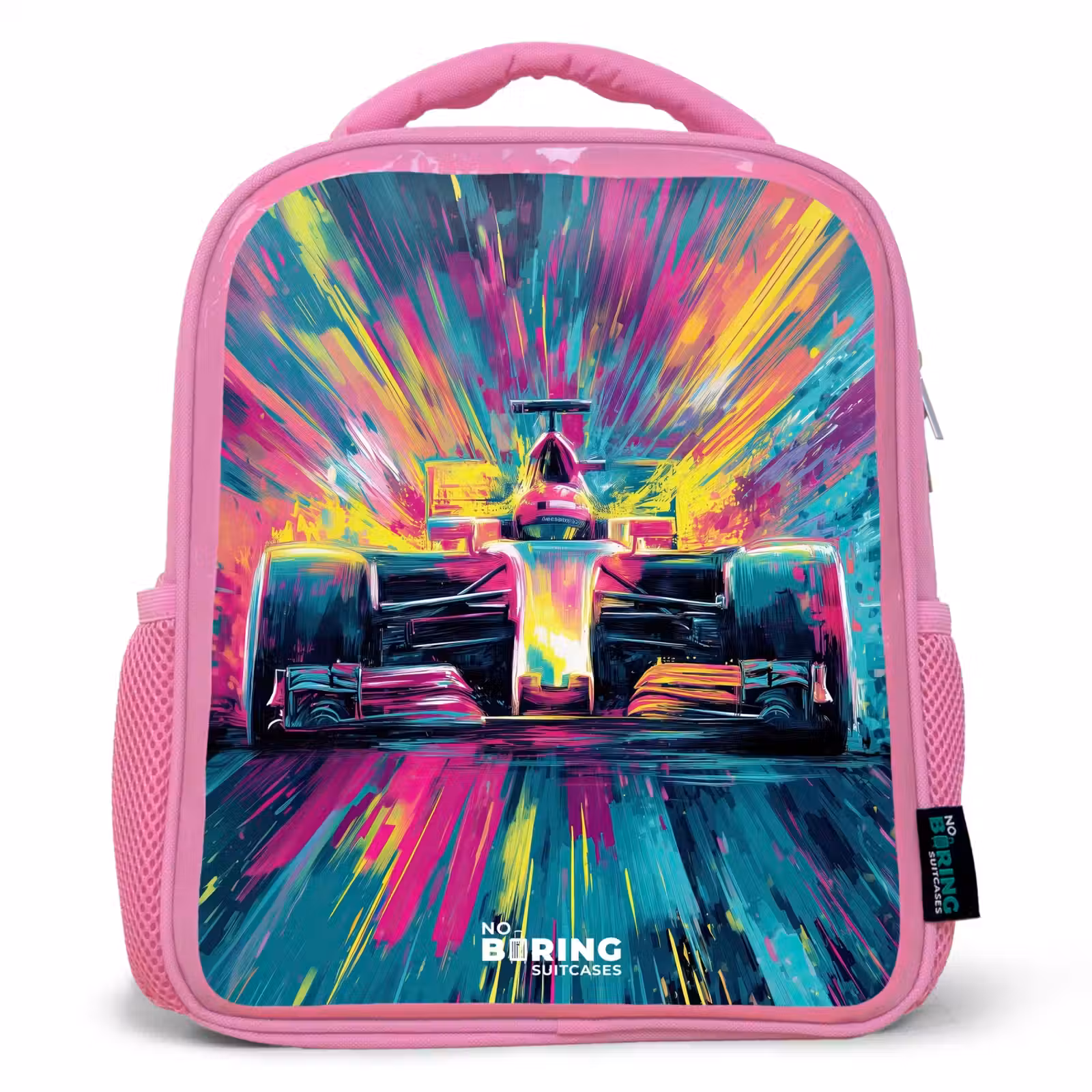 Rugzak kind - roze - Raceauto - Explosie - Kleurrijk - Abstract — 1
