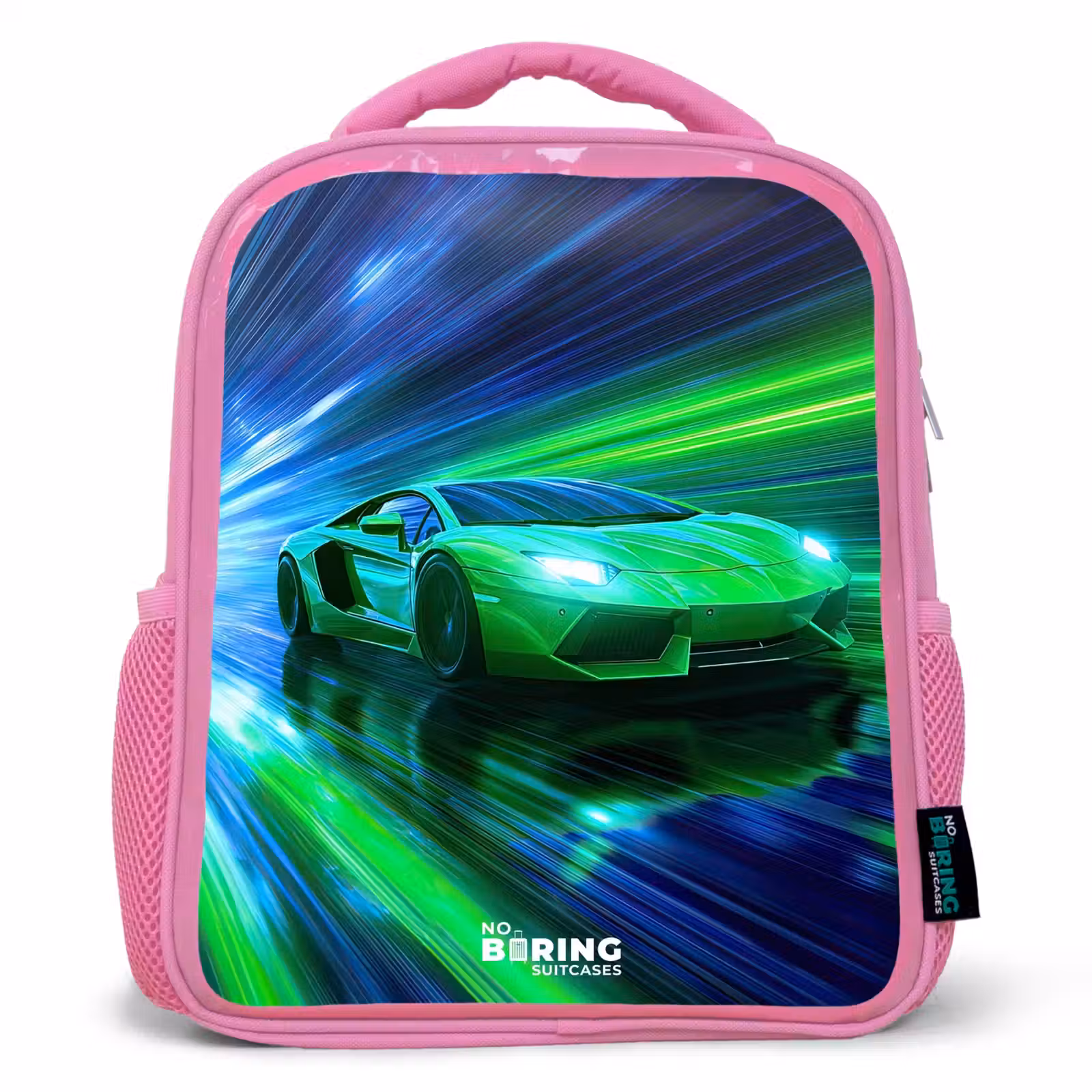 Rugzak kind - roze - Raceauto - Felgroen - Lichtstralen - Snelheid — 1